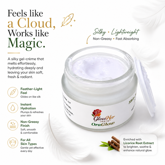 OraGlow Face Gel Moisturizer – Brightening & Radiance Cream with 5% Niacinamide & Alpha Arbutin for Dark Spots, Pigmentation & Glowing Skin – Non-Sticky & Lightweight (50g)