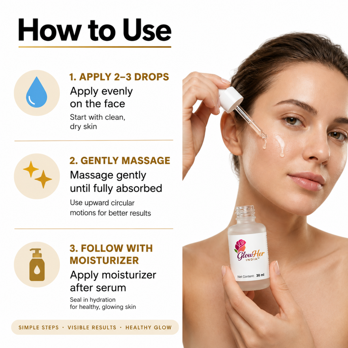 GlowHer India ALPHA Glow+ Face Serum (30ml)