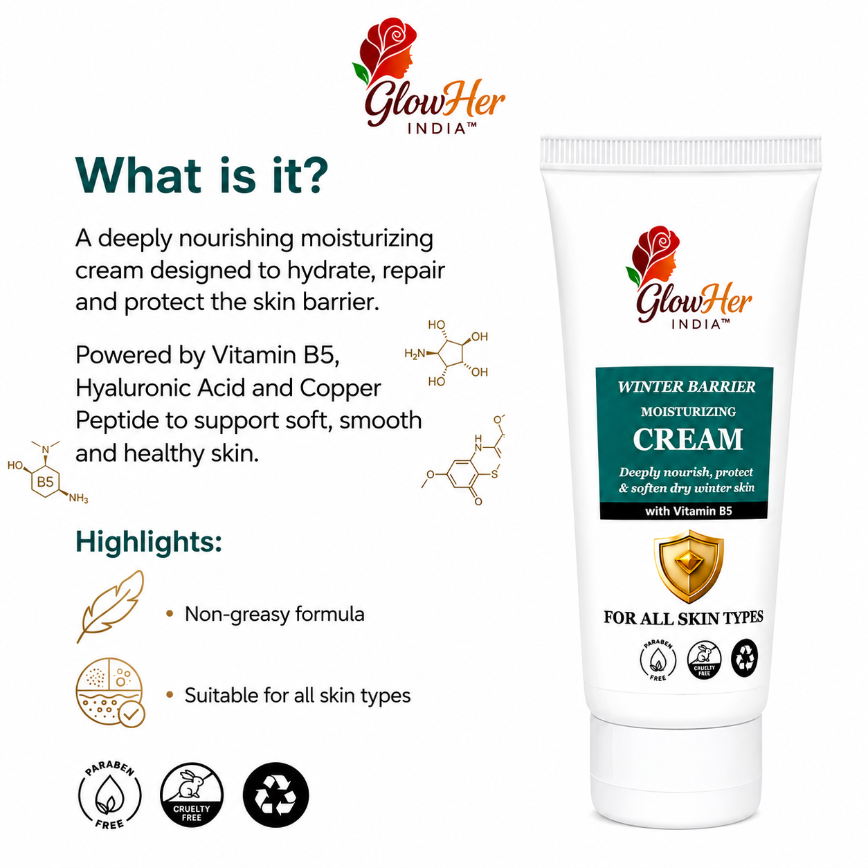 Winter Barrier Moisturizer Cream with Vit B5