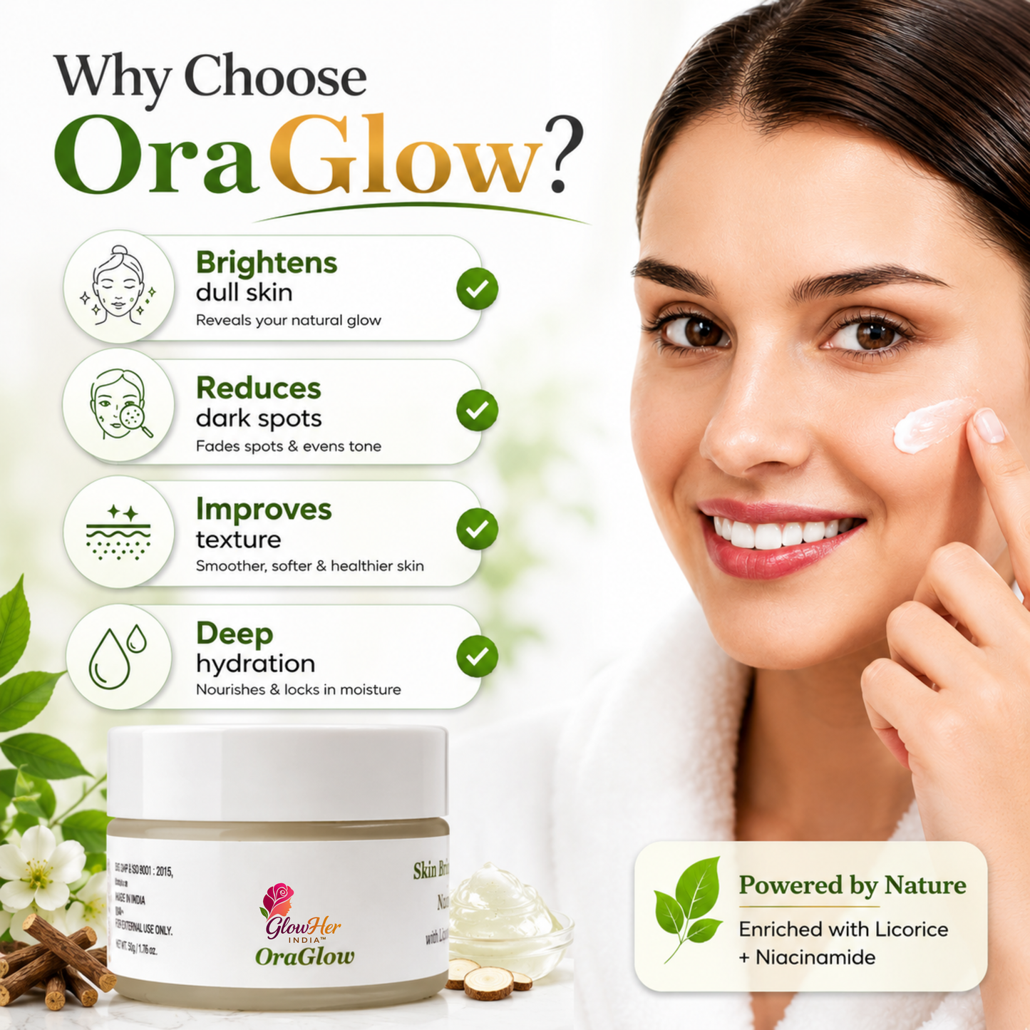 OraGlow Face Gel Moisturizer – Brightening & Radiance Cream with 5% Niacinamide & Alpha Arbutin for Dark Spots, Pigmentation & Glowing Skin – Non-Sticky & Lightweight (50g)